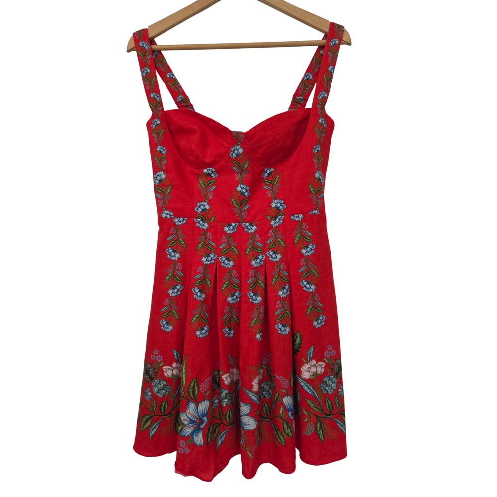 Farm Rio Mini Dress Sweet Bloom Bouquet Floral Women M Red NWT $210 - No Belt